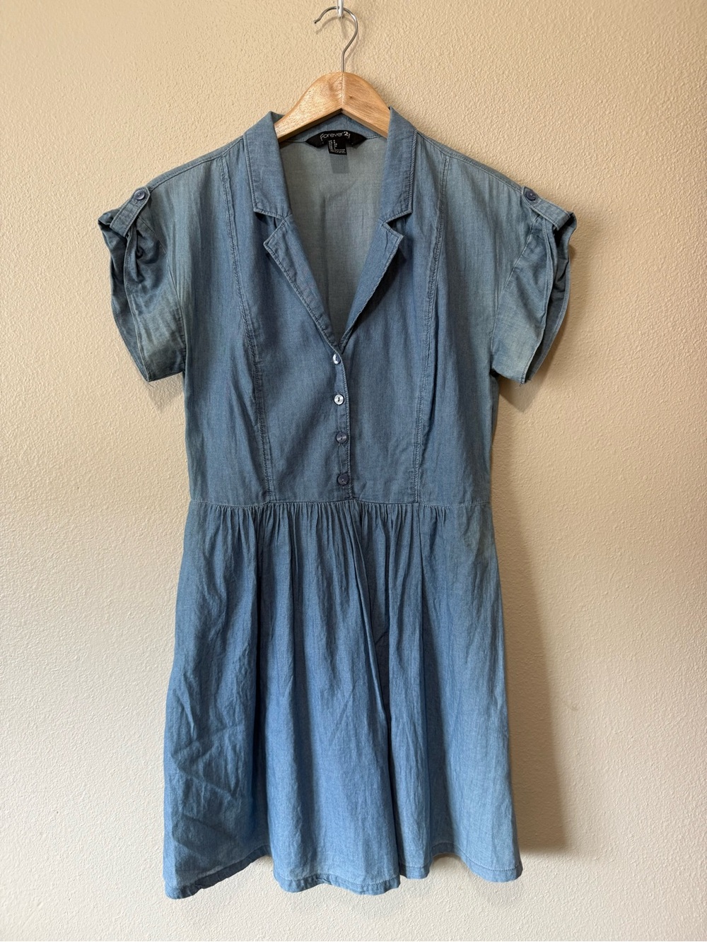 Forever 21 Casual Denim Shirt Dress - Light Blue